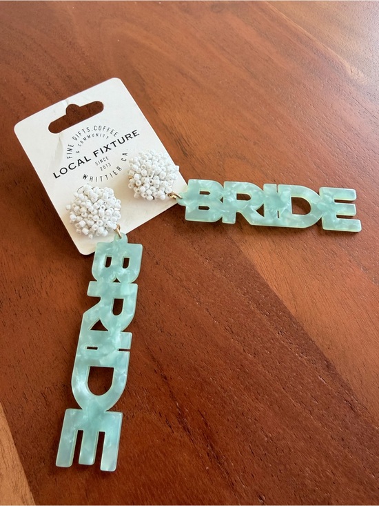 Jewelry - NWT BRIDE Statement Earrings Aqua Blue Acrylic Beaded Bridal Wedding 💍✨